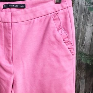 Zara Basic Ankle Pants with ruffle detail